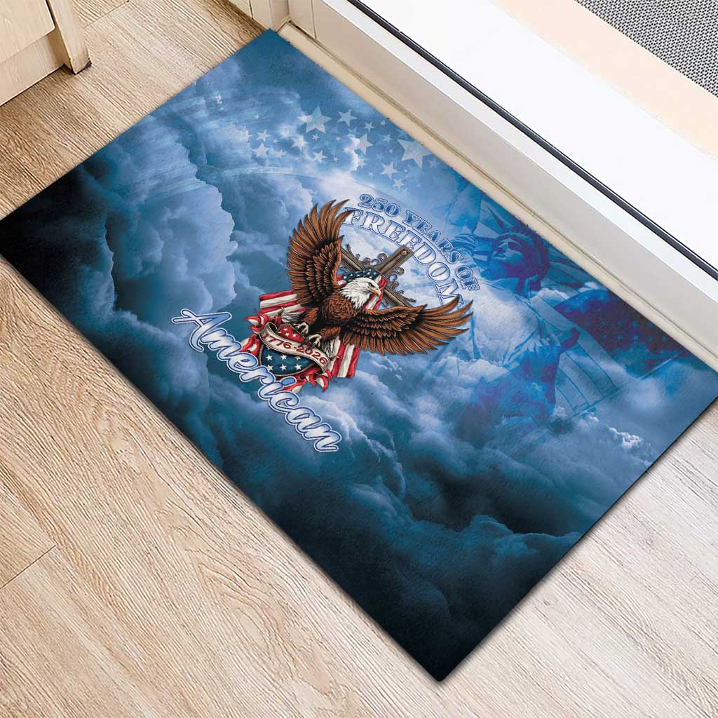 250 Years Of Freedom Rubber Doormat American Patriotic 1776 To 2026 Majestic Bald Eagle - Wonder Print Shop