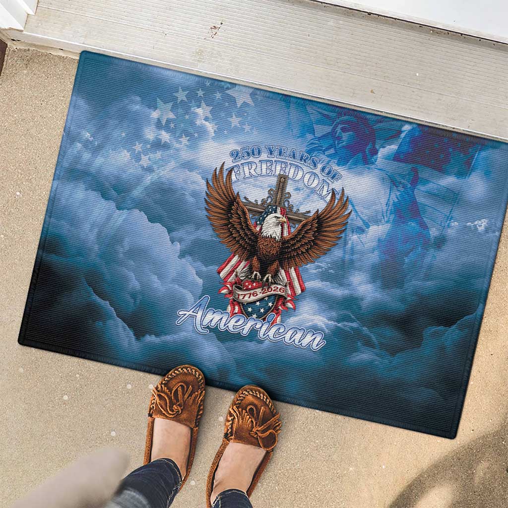 250 Years Of Freedom Rubber Doormat American Patriotic 1776 To 2026 Majestic Bald Eagle - Wonder Print Shop