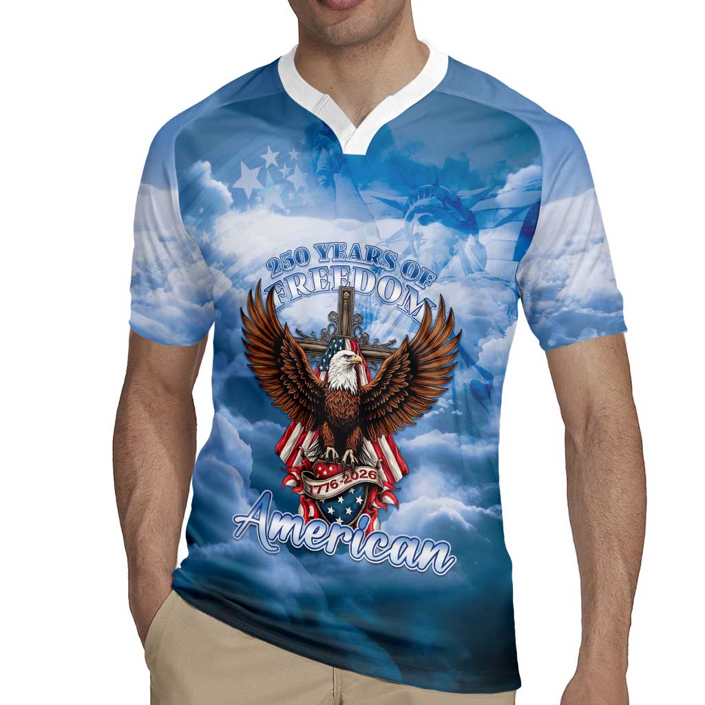 250 Years Of Freedom Rugby Jersey American Patriotic 1776 To 2026 Majestic Bald Eagle - Wonder Print Shop