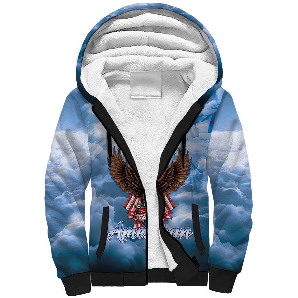 250 Years Of Freedom Sherpa Hoodie American Patriotic 1776 To 2026 Majestic Bald Eagle - Wonder Print Shop