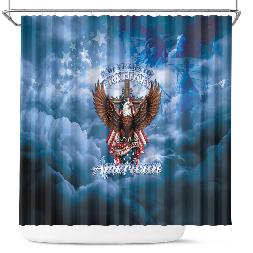 250 Years Of Freedom Shower Curtain American Patriotic 1776 To 2026 Majestic Bald Eagle - Wonder Print Shop