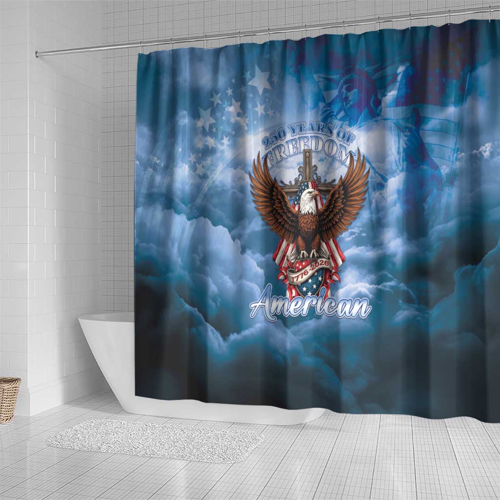 250 Years Of Freedom Shower Curtain American Patriotic 1776 To 2026 Majestic Bald Eagle - Wonder Print Shop