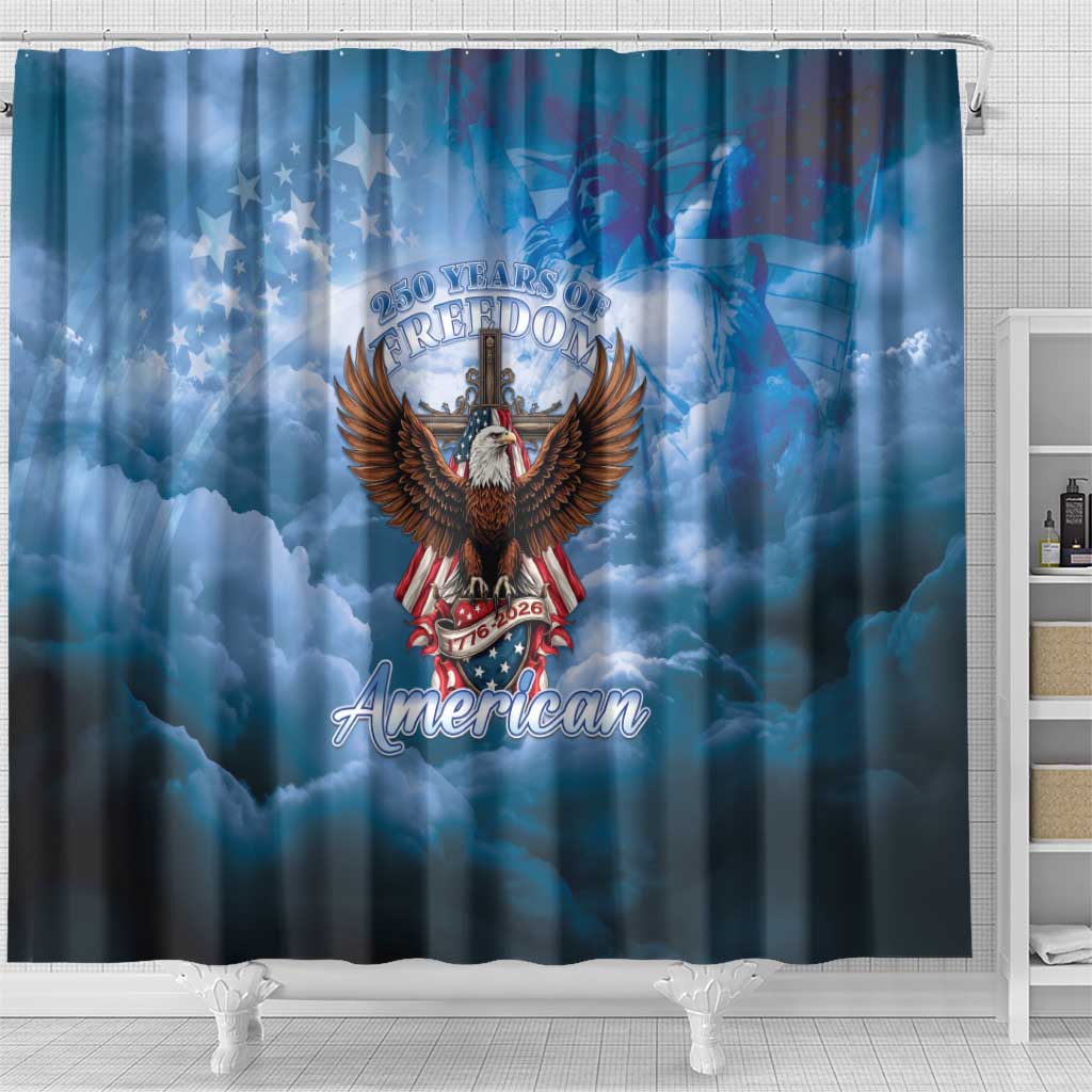 250 Years Of Freedom Shower Curtain American Patriotic 1776 To 2026 Majestic Bald Eagle - Wonder Print Shop