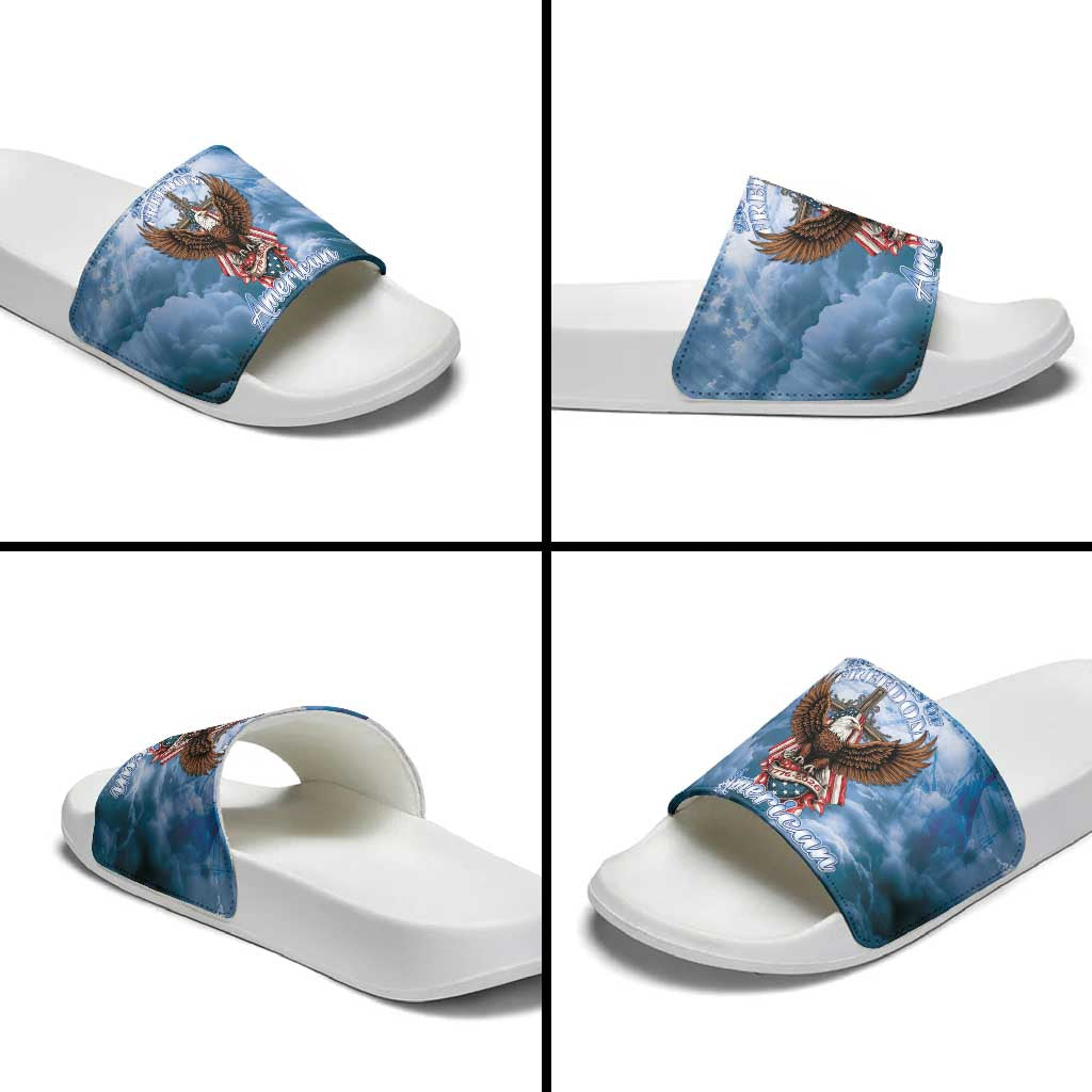 250 Years Of Freedom Slide Sandals American Patriotic 1776 To 2026 Majestic Bald Eagle - Wonder Print Shop