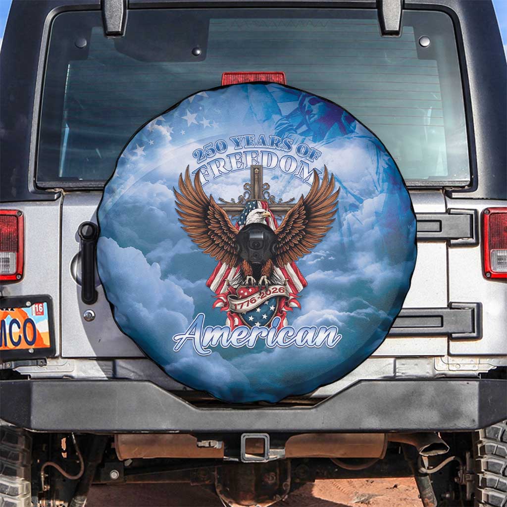 250 Years Of Freedom Spare Tire Cover American Patriotic 1776 To 2026 Majestic Bald Eagle - Wonder Print Shop