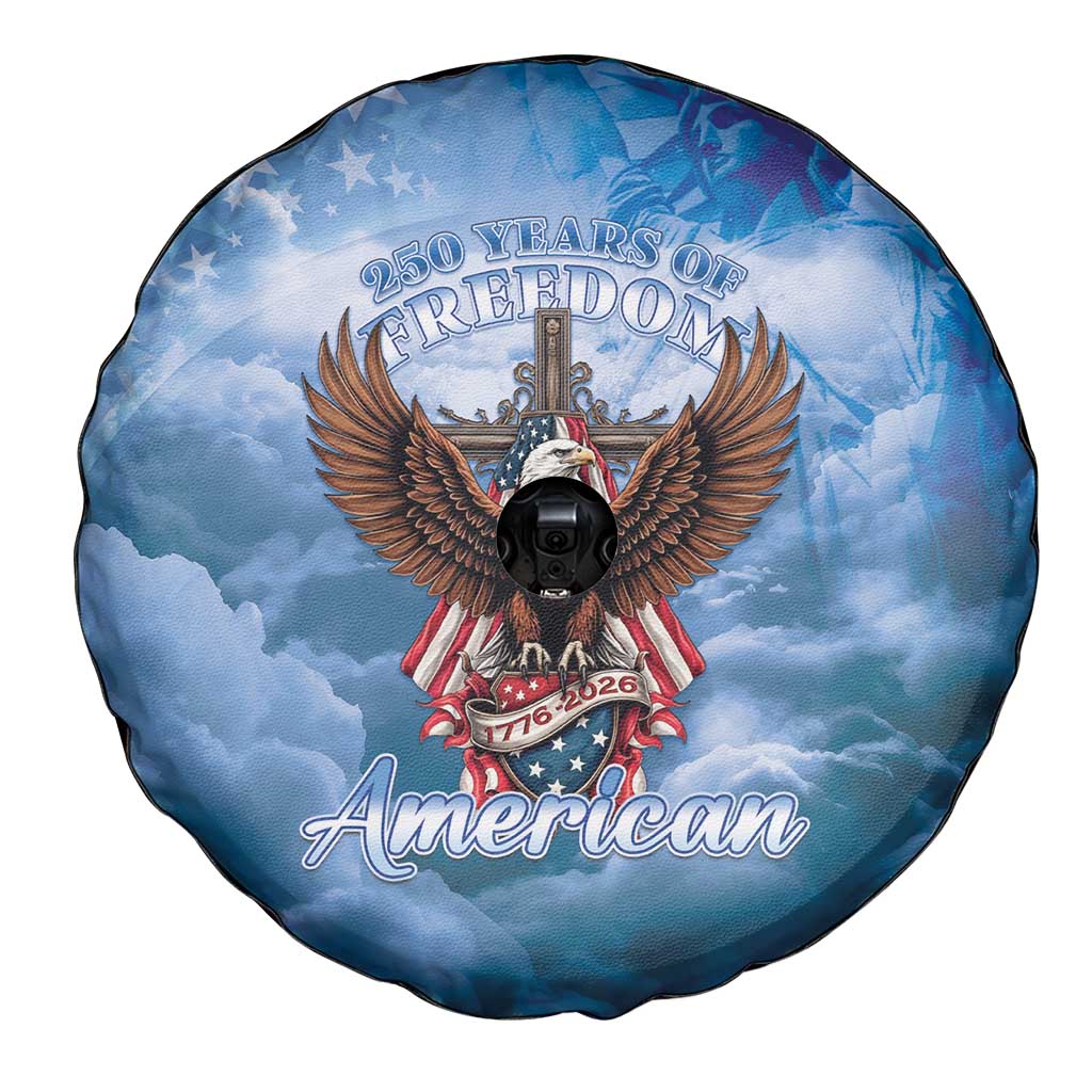 250 Years Of Freedom Spare Tire Cover American Patriotic 1776 To 2026 Majestic Bald Eagle - Wonder Print Shop