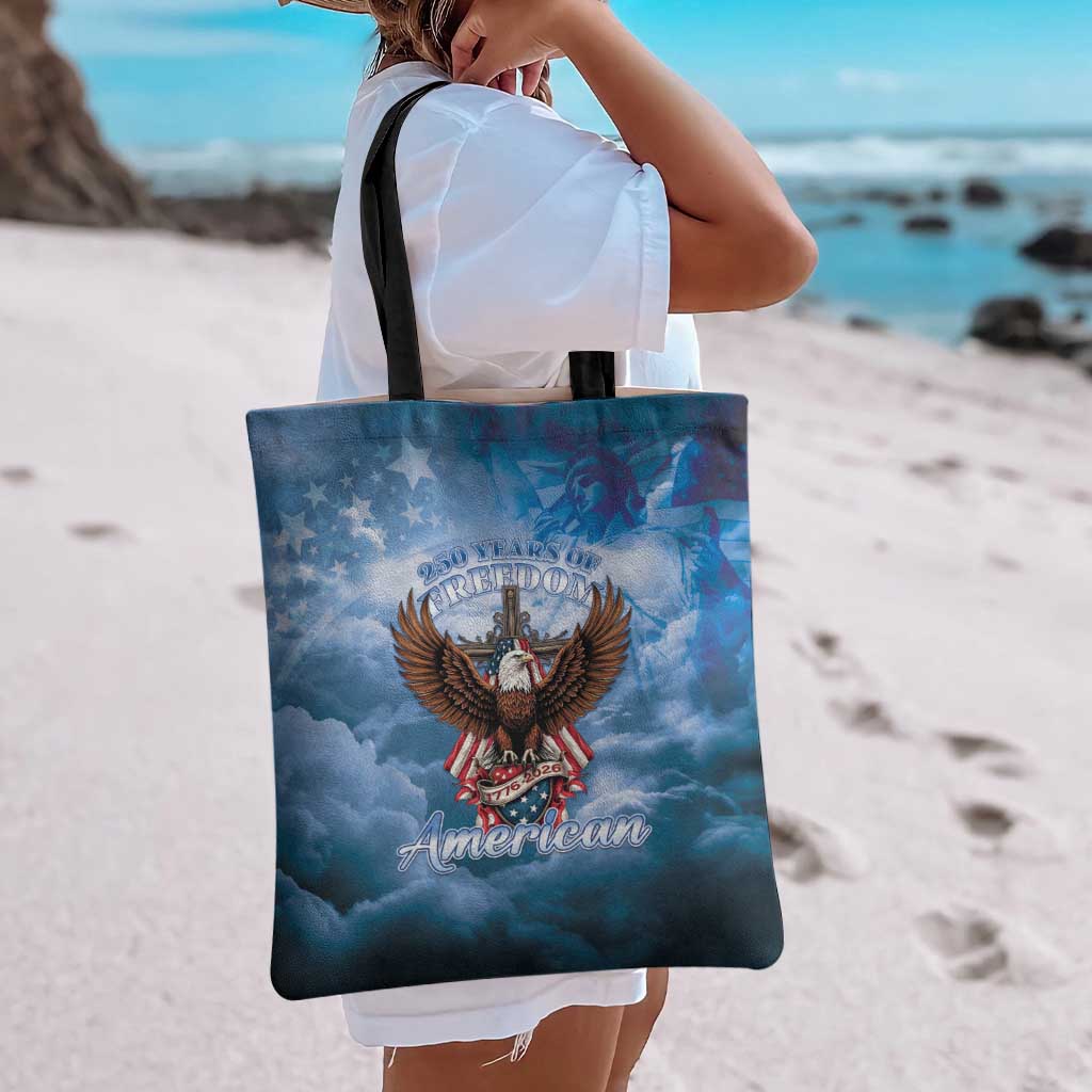 250 Years Of Freedom Tote Bag American Patriotic 1776 To 2026 Majestic Bald Eagle - Wonder Print Shop