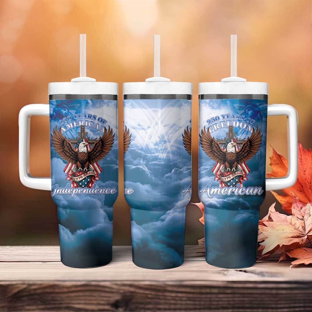 250 Years Of Freedom Tumbler With Handle American Patriotic 1776 To 2026 Majestic Bald Eagle - Wonder Print Shop