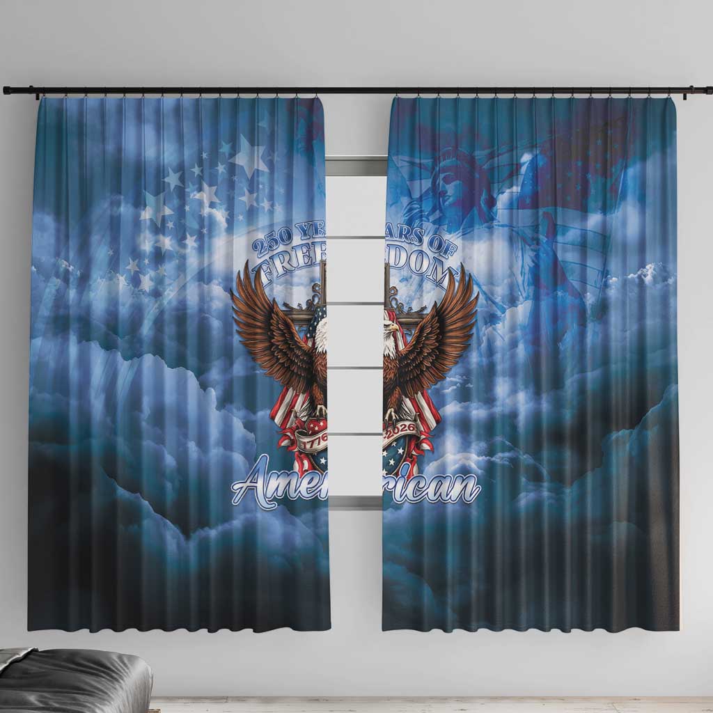 250 Years Of Freedom Window Curtain American Patriotic 1776 To 2026 Majestic Bald Eagle - Wonder Print Shop