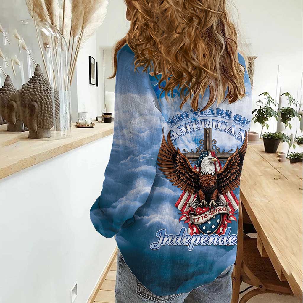 250 Years Of Freedom Women Casual Shirt American Patriotic 1776 To 2026 Majestic Bald Eagle - Wonder Print Shop