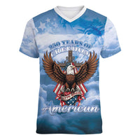 250 Years Of Freedom Women V-Neck T-Shirt American Patriotic 1776 To 2026 Majestic Bald Eagle - Wonder Print Shop