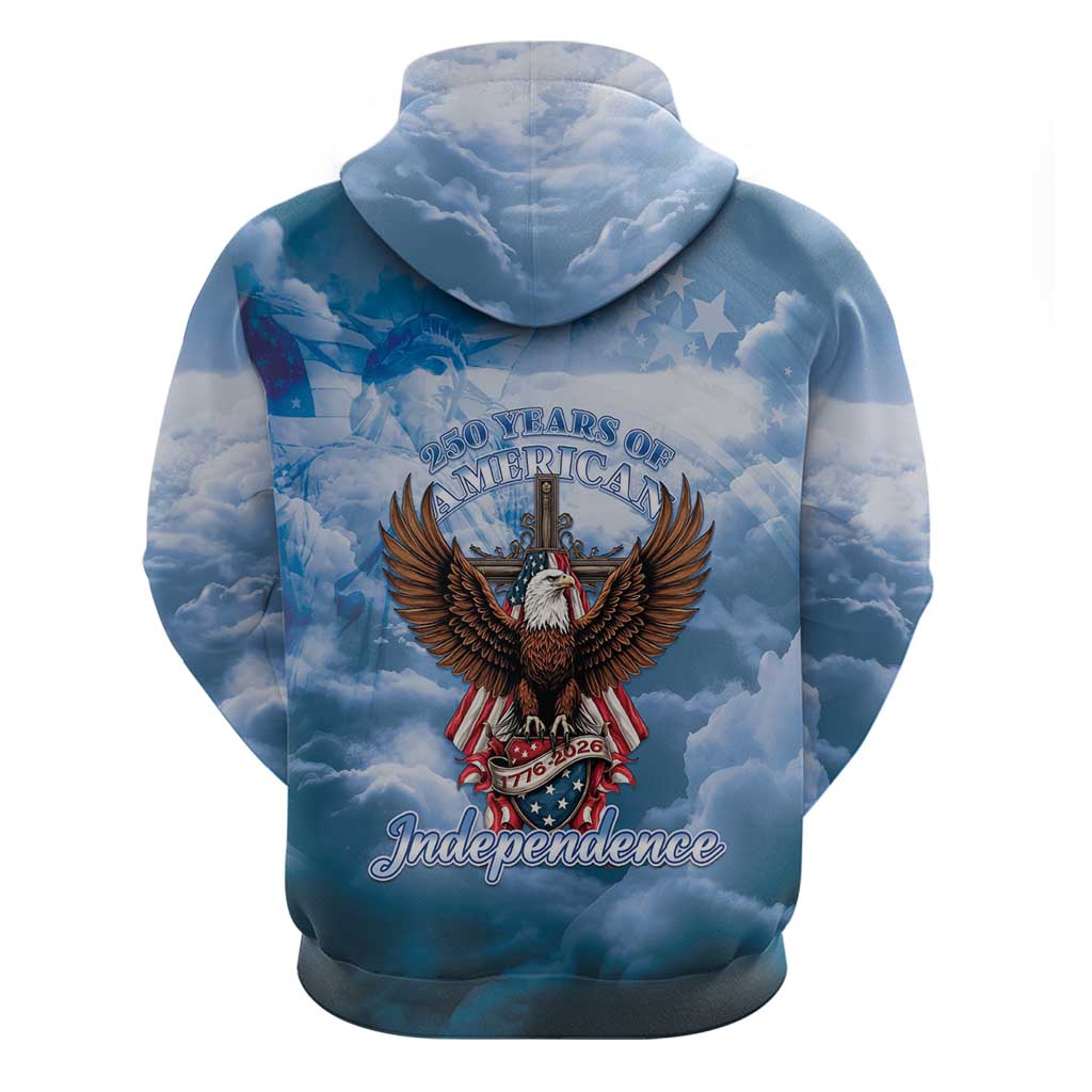 250 Years Of Freedom Zip Hoodie American Patriotic 1776 To 2026 Majestic Bald Eagle - Wonder Print Shop
