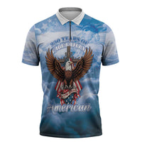 250 Years Of Freedom Zipper Polo Shirt American Patriotic 1776 To 2026 Majestic Bald Eagle - Wonder Print Shop