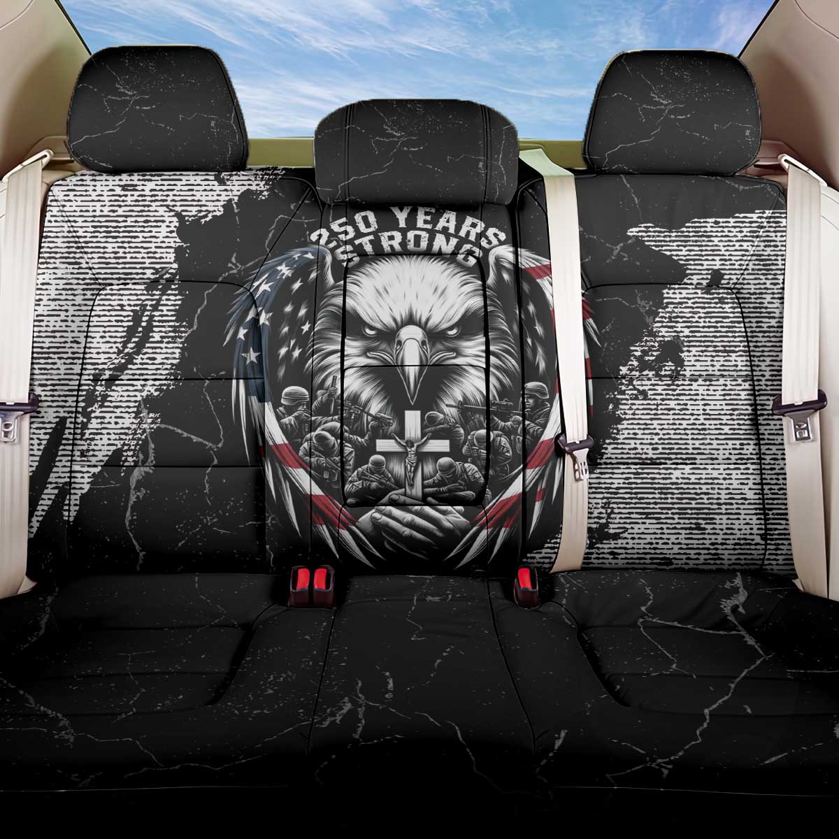 USA 250 Years Strong Back Car Seat Cover 4th Of July 2026 Semiquincentennial - Wonder Print Shop