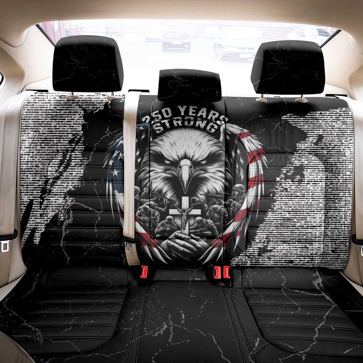 USA 250 Years Strong Back Car Seat Cover 4th Of July 2026 Semiquincentennial - Wonder Print Shop
