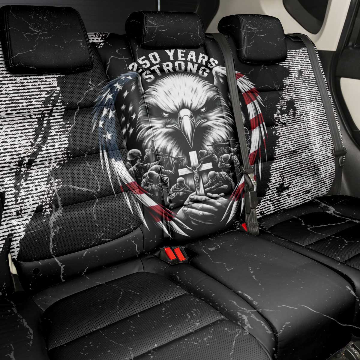 USA 250 Years Strong Back Car Seat Cover 4th Of July 2026 Semiquincentennial - Wonder Print Shop