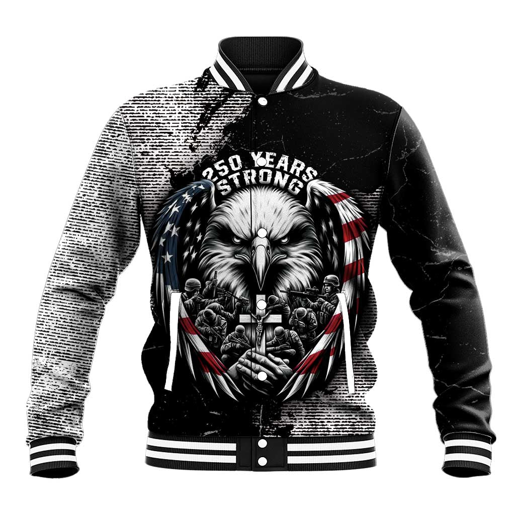 Personalized USA 250 Years Strong Baseball Jacket 4th Of July 2026 Semiquincentennial - Wonder Print Shop