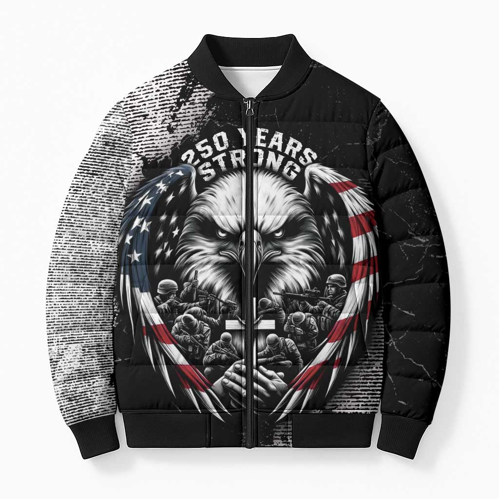 Personalized USA 250 Years Strong Bomber Puffer Jacket 4th Of July 2026 Semiquincentennial - Wonder Print Shop