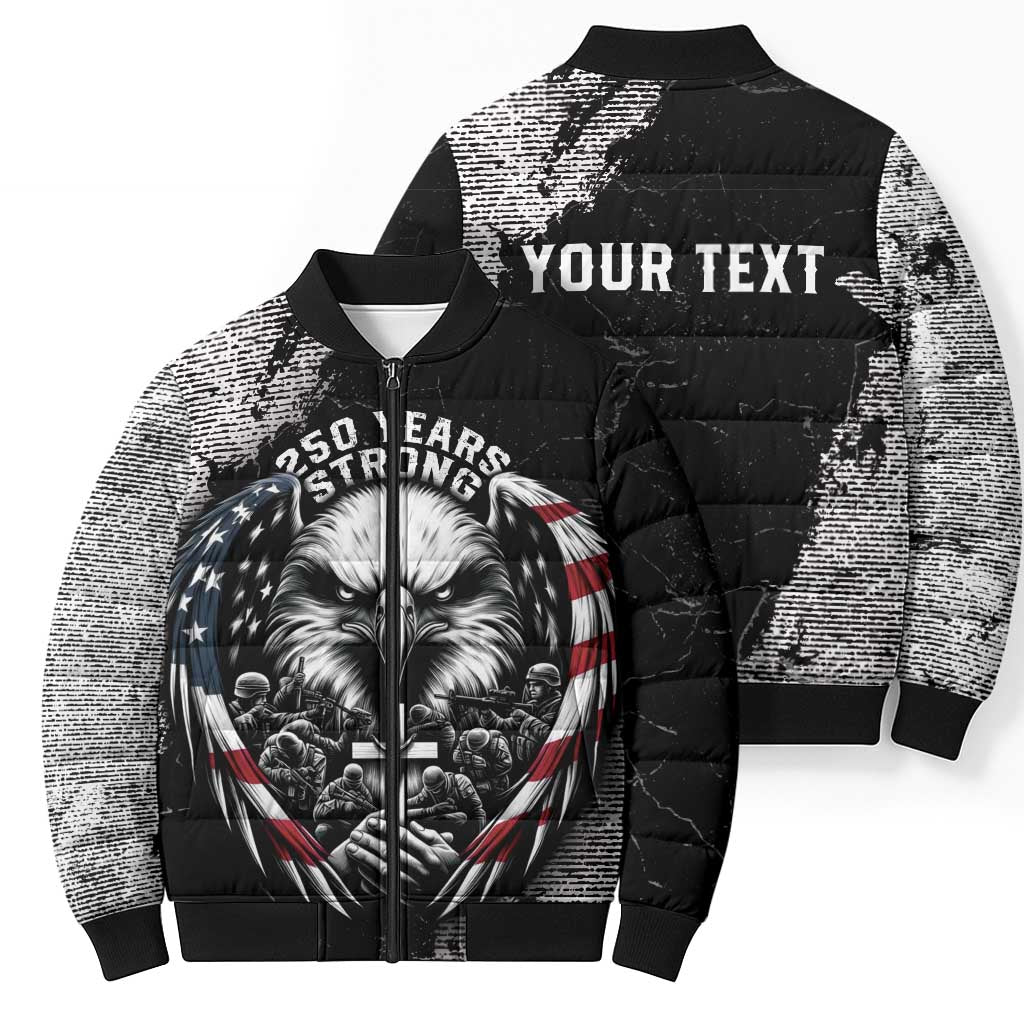 Personalized USA 250 Years Strong Bomber Puffer Jacket 4th Of July 2026 Semiquincentennial - Wonder Print Shop