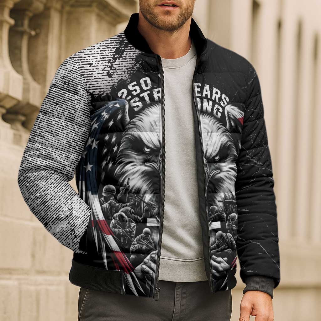 Personalized USA 250 Years Strong Bomber Puffer Jacket 4th Of July 2026 Semiquincentennial - Wonder Print Shop