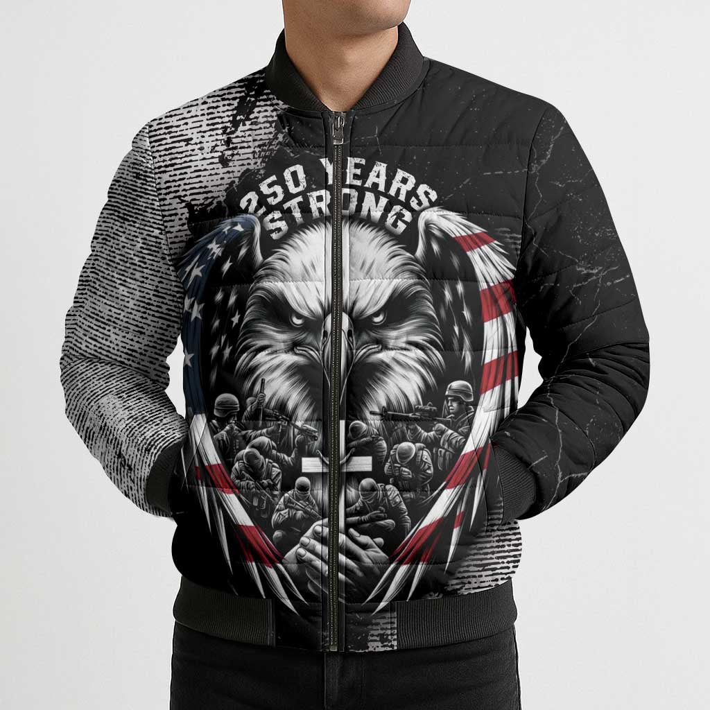 Personalized USA 250 Years Strong Bomber Puffer Jacket 4th Of July 2026 Semiquincentennial - Wonder Print Shop
