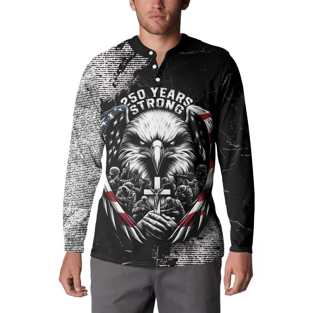 Personalized USA 250 Years Strong Button Sweatshirt 4th Of July 2026 Semiquincentennial - Wonder Print Shop