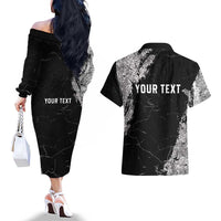 Personalized USA 250 Years Strong Couples Matching Off The Shoulder Long Sleeve Dress and Hawaiian Shirt 4th Of July 2026 Semiquincentennial - Wonder Print Shop