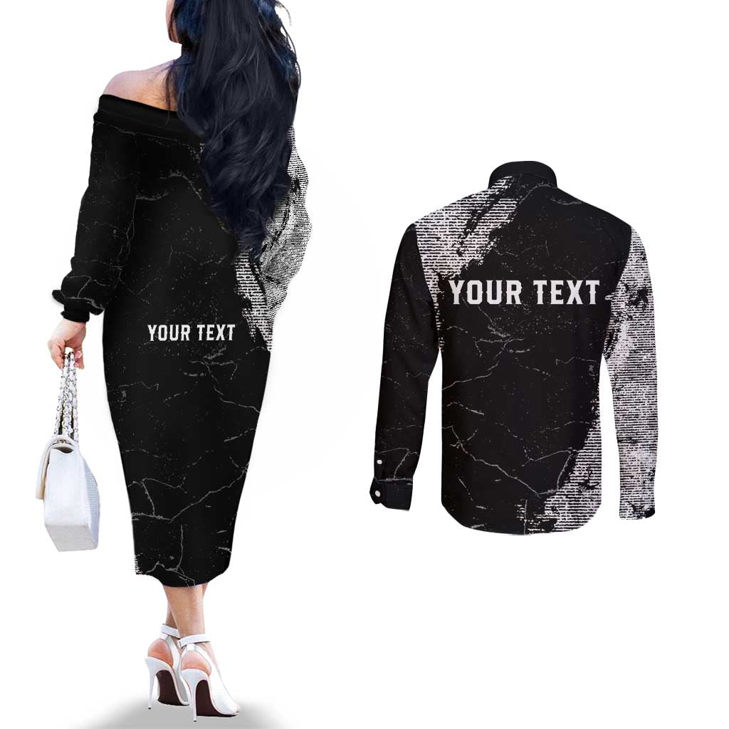 Personalized USA 250 Years Strong Couples Matching Off The Shoulder Long Sleeve Dress and Long Sleeve Button Shirt 4th Of July 2026 Semiquincentennial - Wonder Print Shop
