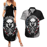 Personalized USA 250 Years Strong Couples Matching Summer Maxi Dress and Hawaiian Shirt 4th Of July 2026 Semiquincentennial - Wonder Print Shop