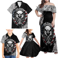 Personalized USA 250 Years Strong Family Matching Off Shoulder Maxi Dress and Hawaiian Shirt 4th Of July 2026 Semiquincentennial - Wonder Print Shop