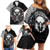 Personalized USA 250 Years Strong Family Matching Off Shoulder Short Dress and Hawaiian Shirt 4th Of July 2026 Semiquincentennial - Wonder Print Shop