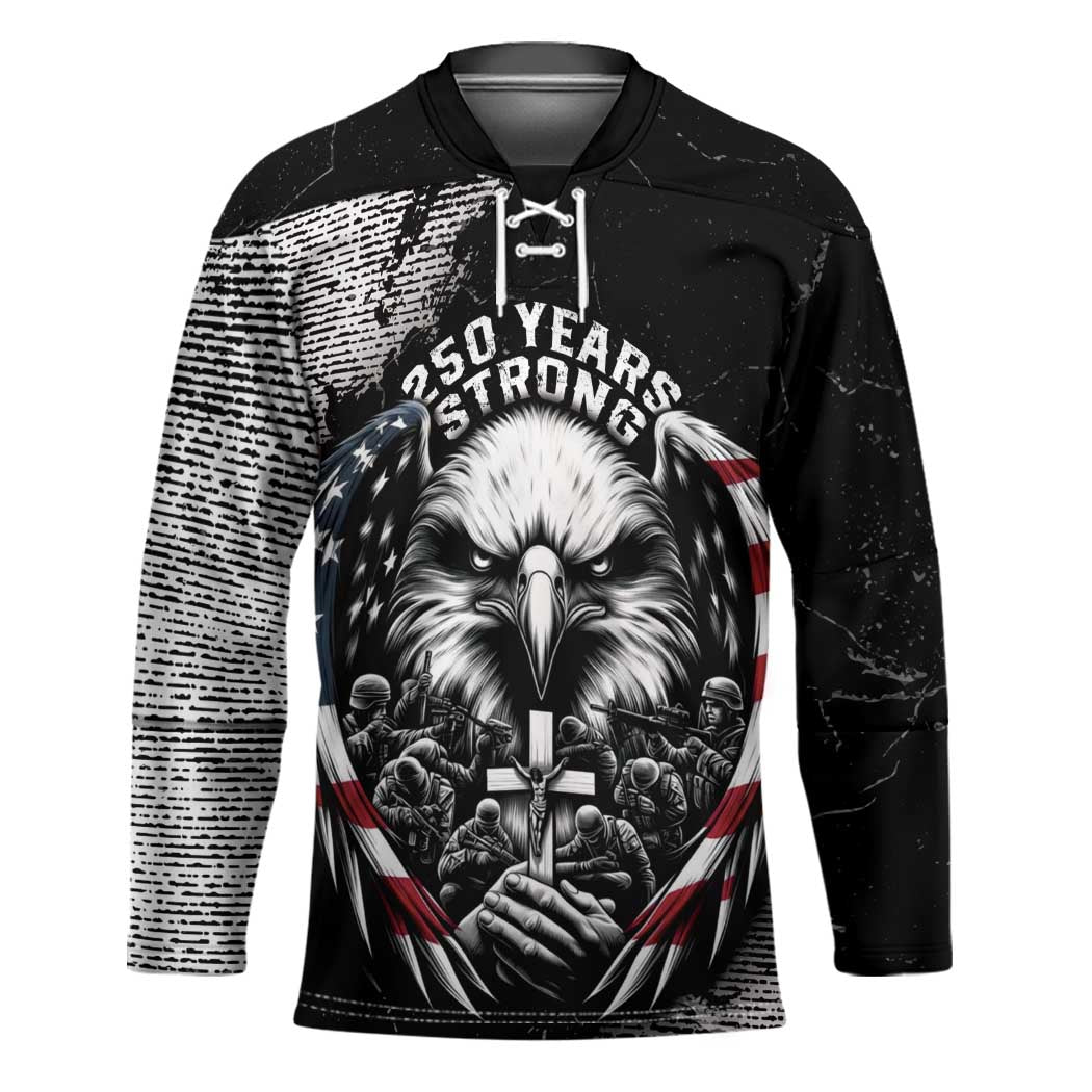 Personalized USA 250 Years Strong Hockey Jersey 4th Of July 2026 Semiquincentennial - Wonder Print Shop
