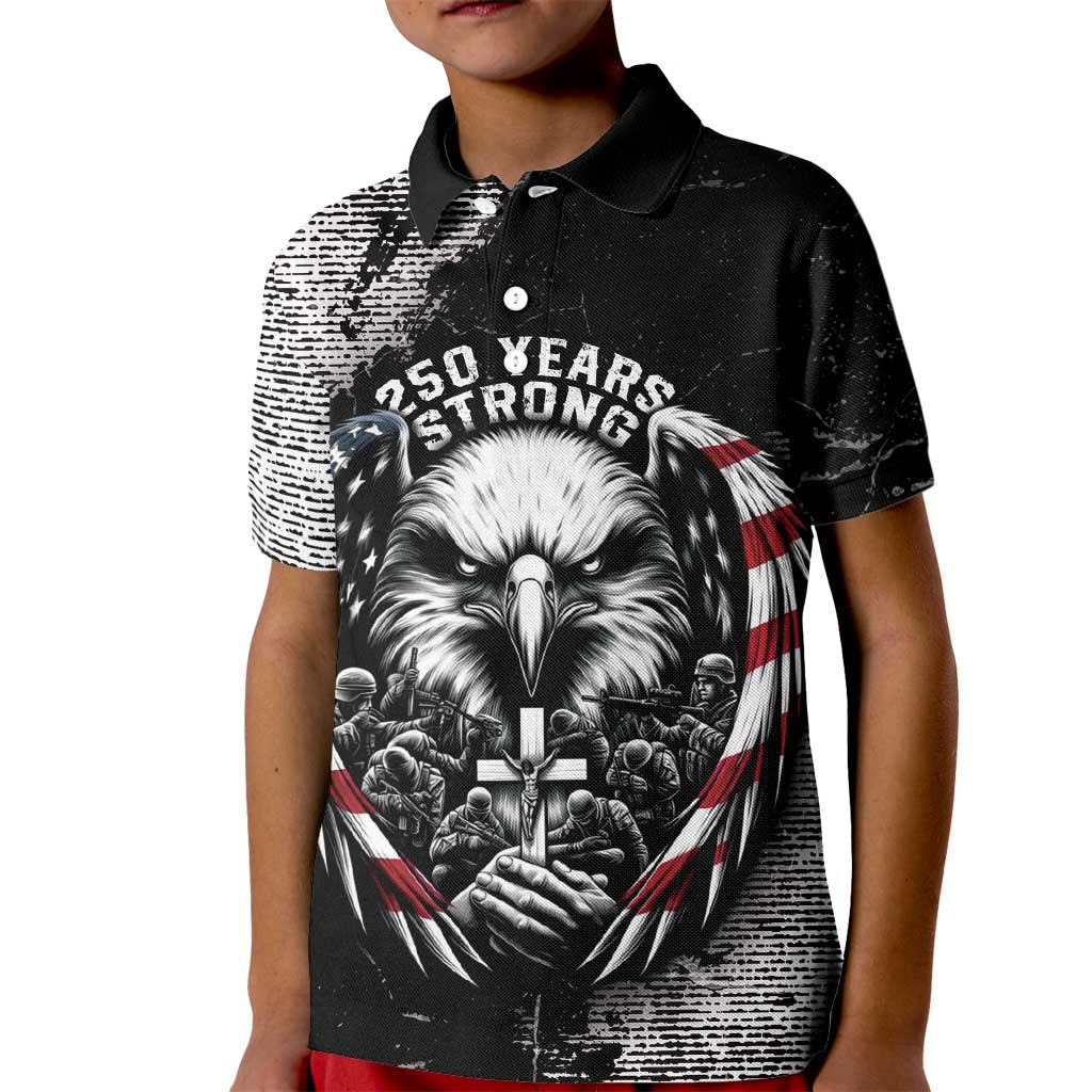 Personalized USA 250 Years Strong Kid Polo Shirt 4th Of July 2026 Semiquincentennial - Wonder Print Shop
