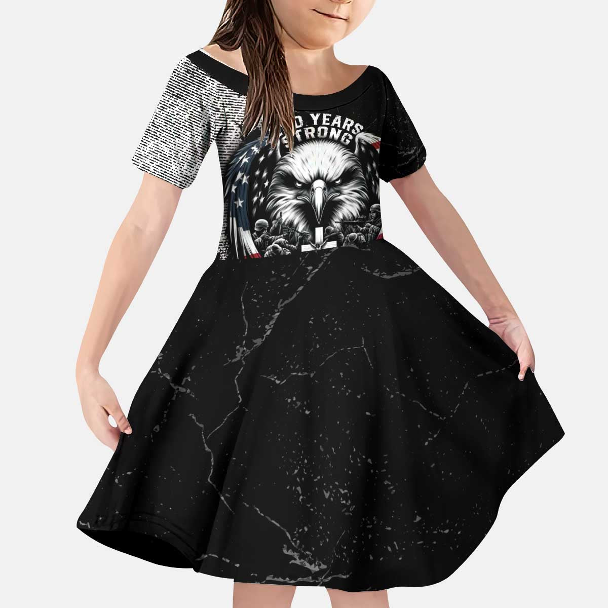 Personalized USA 250 Years Strong Kid Short Sleeve Dress 4th Of July 2026 Semiquincentennial - Wonder Print Shop