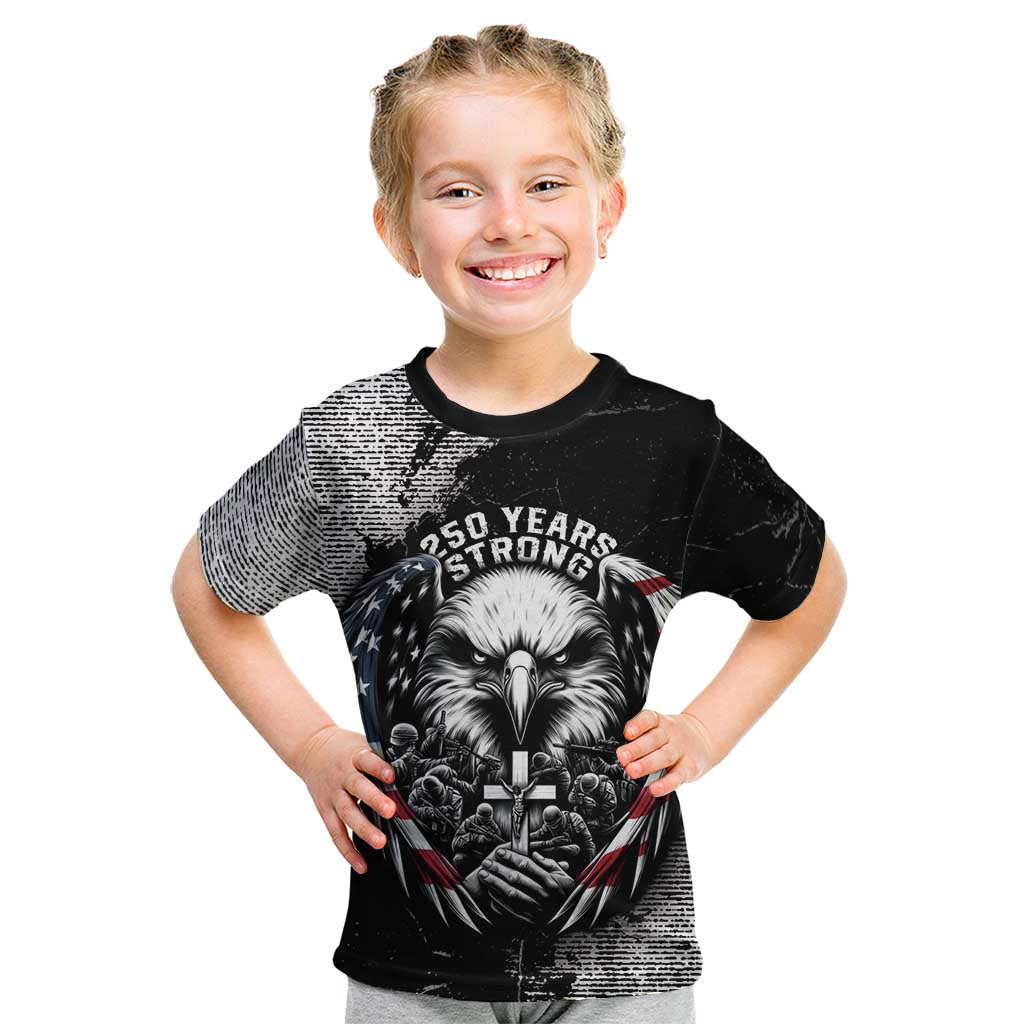 Personalized USA 250 Years Strong Kid T Shirt 4th Of July 2026 Semiquincentennial - Wonder Print Shop