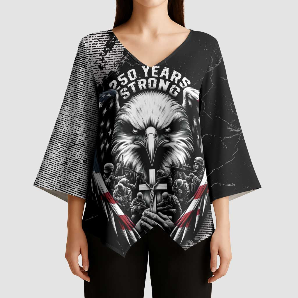 Personalized USA 250 Years Strong Kimono Sleeve Blouse 4th Of July 2026 Semiquincentennial - Wonder Print Shop
