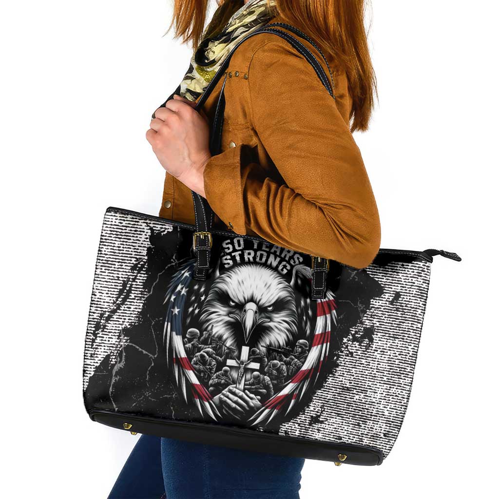USA 250 Years Strong Leather Tote Bag 4th Of July 2026 Semiquincentennial - Wonder Print Shop