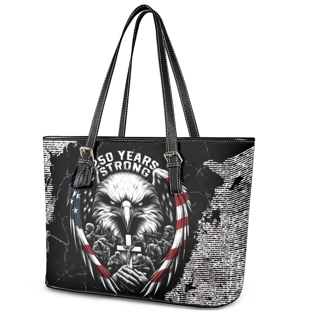 USA 250 Years Strong Leather Tote Bag 4th Of July 2026 Semiquincentennial - Wonder Print Shop
