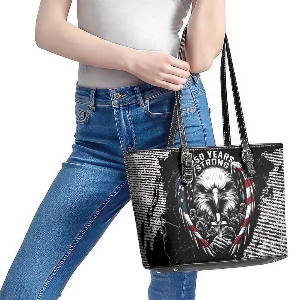 USA 250 Years Strong Leather Tote Bag 4th Of July 2026 Semiquincentennial - Wonder Print Shop