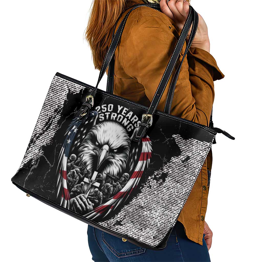 USA 250 Years Strong Leather Tote Bag 4th Of July 2026 Semiquincentennial - Wonder Print Shop