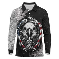 Personalized USA 250 Years Strong Long Sleeve Polo Shirt 4th Of July 2026 Semiquincentennial - Wonder Print Shop