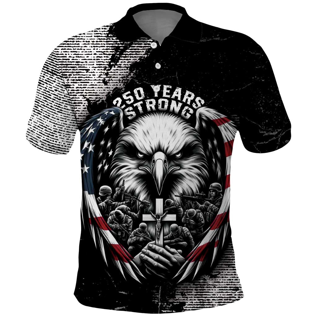 Personalized USA 250 Years Strong Polo Shirt 4th Of July 2026 Semiquincentennial - Wonder Print Shop