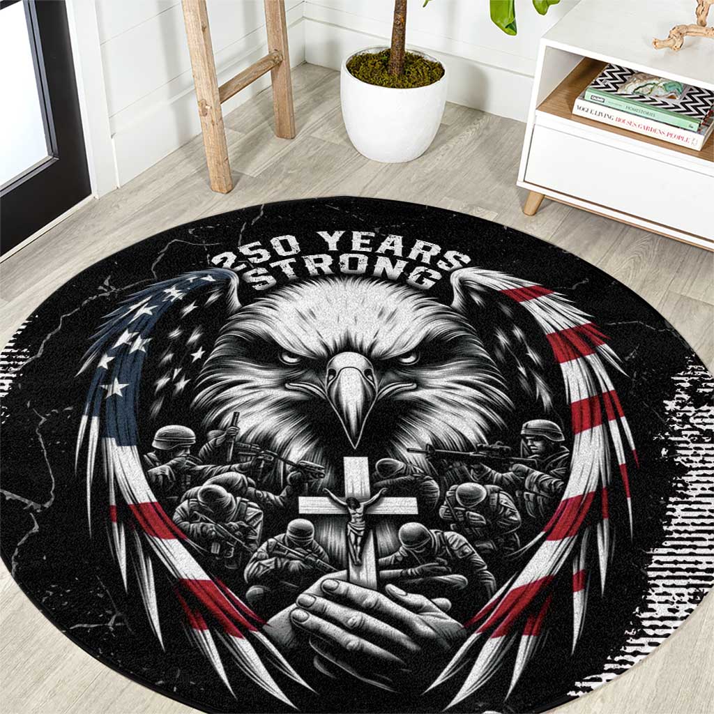 USA 250 Years Strong Round Carpet 4th Of July 2026 Semiquincentennial - Wonder Print Shop