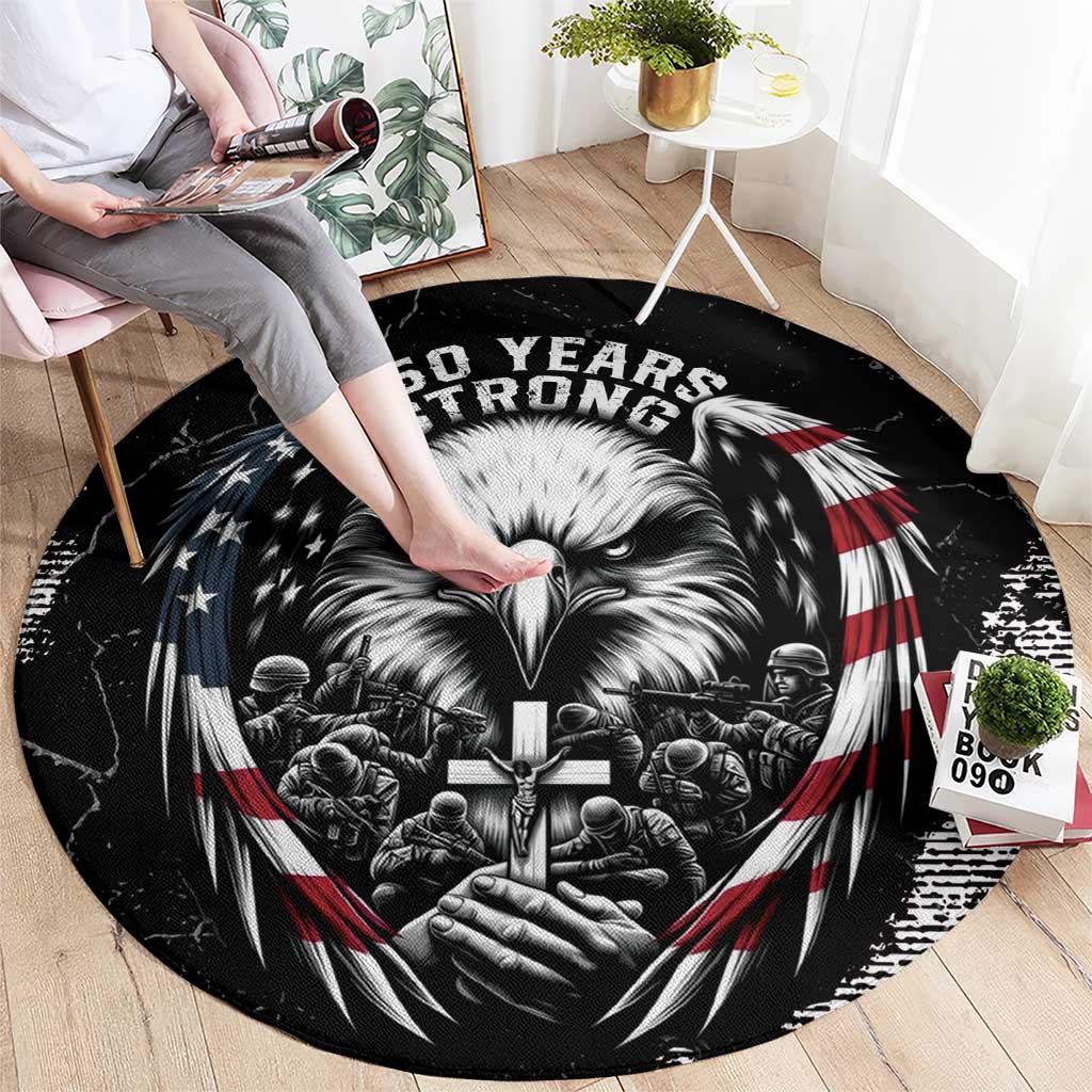USA 250 Years Strong Round Carpet 4th Of July 2026 Semiquincentennial - Wonder Print Shop