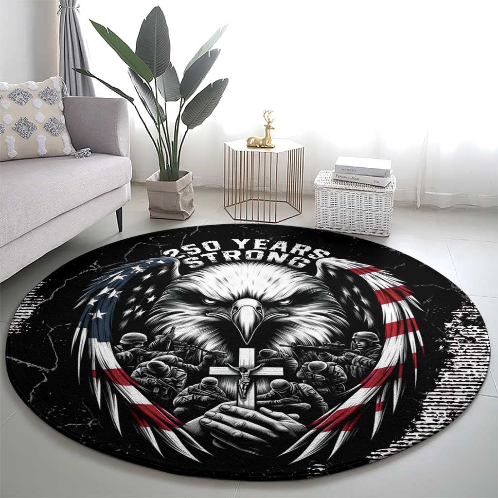 USA 250 Years Strong Round Carpet 4th Of July 2026 Semiquincentennial - Wonder Print Shop
