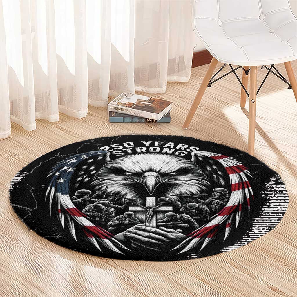 USA 250 Years Strong Round Carpet 4th Of July 2026 Semiquincentennial - Wonder Print Shop