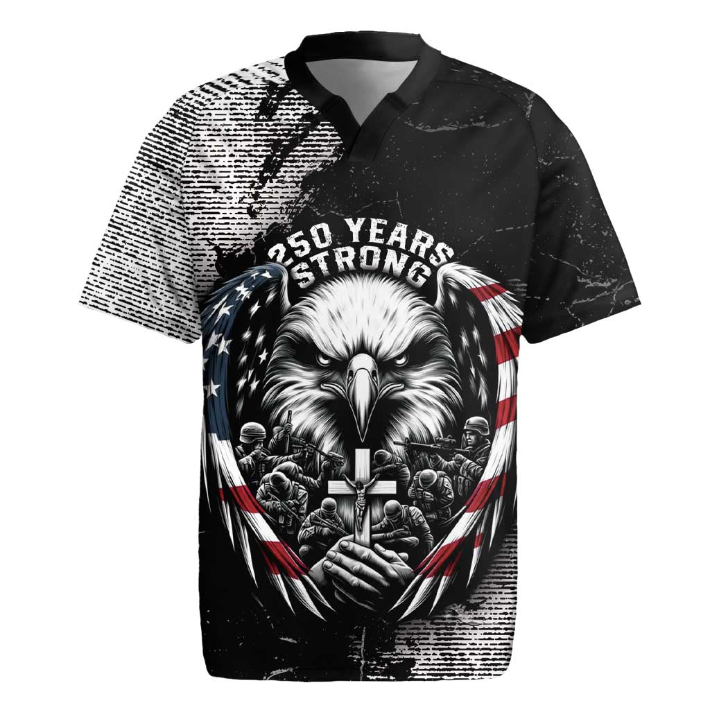 Personalized USA 250 Years Strong Rugby Jersey 4th Of July 2026 Semiquincentennial - Wonder Print Shop