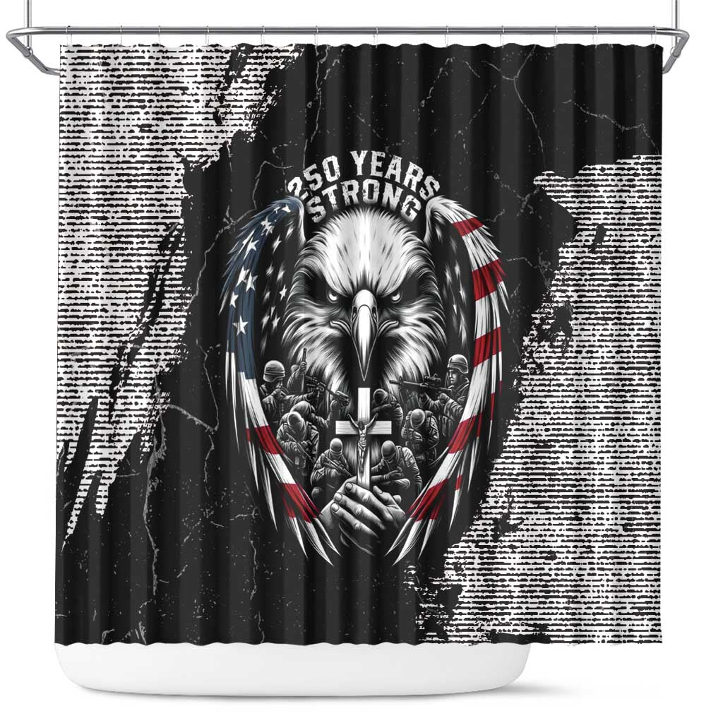 USA 250 Years Strong Shower Curtain 4th Of July 2026 Semiquincentennial - Wonder Print Shop