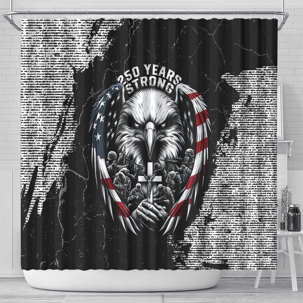USA 250 Years Strong Shower Curtain 4th Of July 2026 Semiquincentennial - Wonder Print Shop