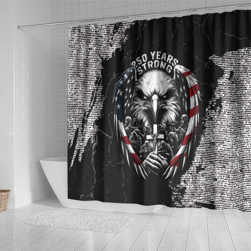 USA 250 Years Strong Shower Curtain 4th Of July 2026 Semiquincentennial - Wonder Print Shop